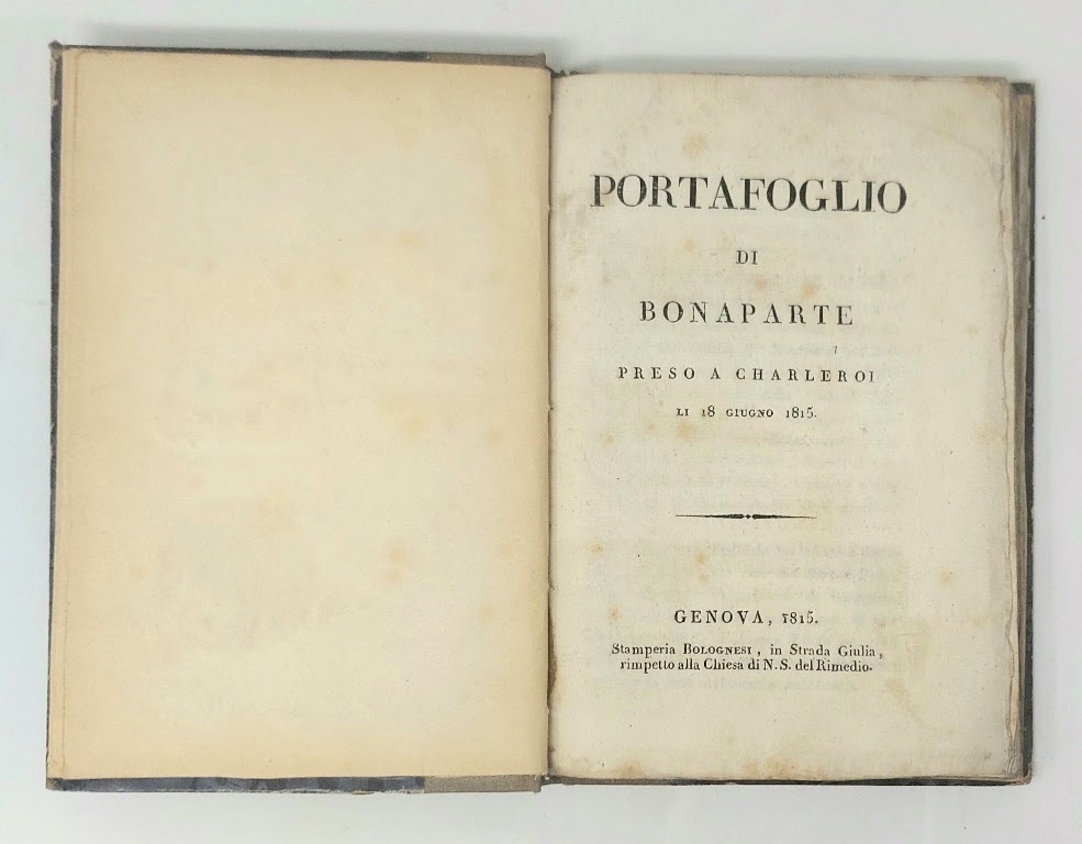 Portafoglio di Bonaparte preso a Charleroi li 18 giugno 1815.