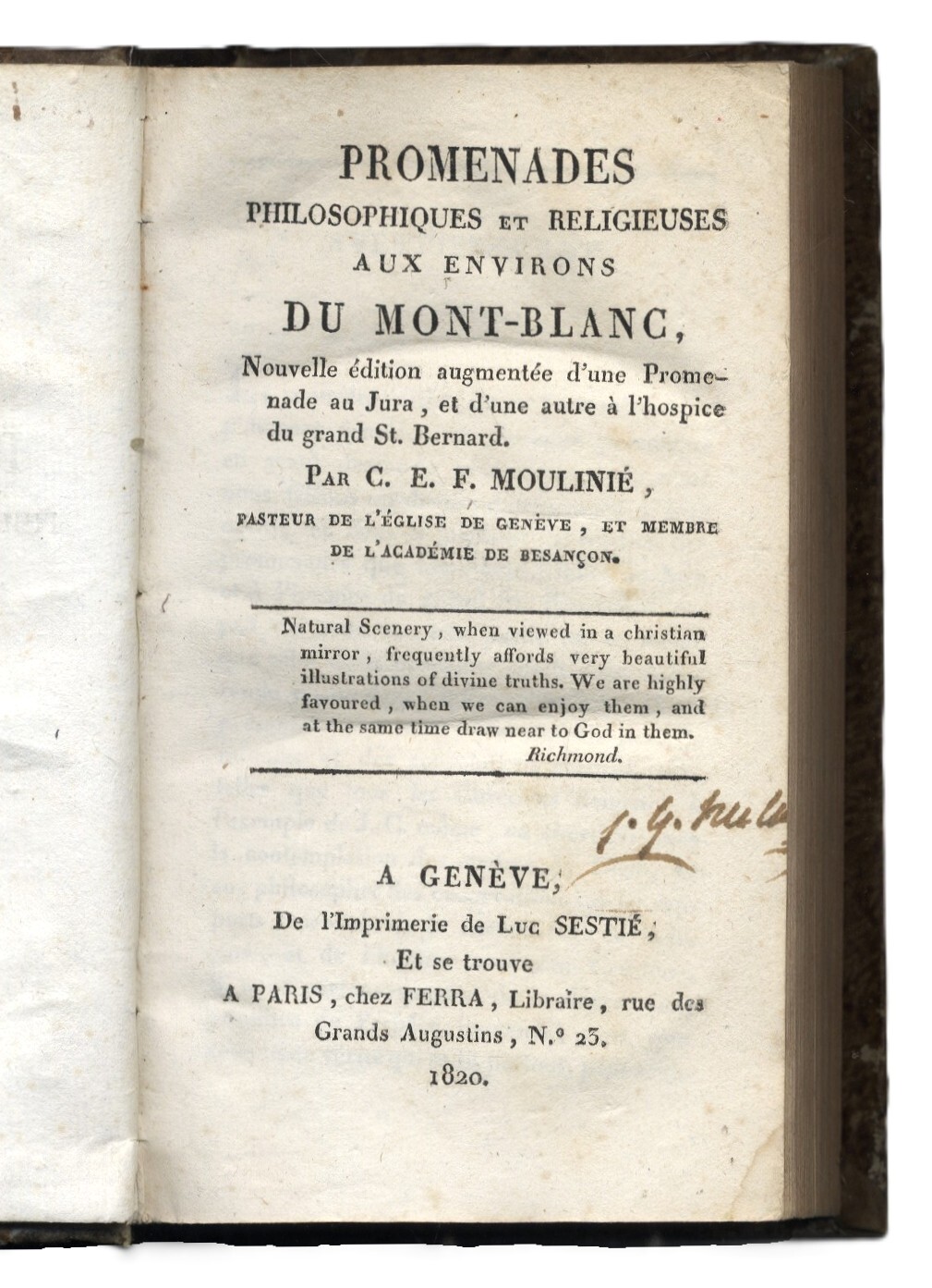 Promenades philosophiques et religieuses aux environs du Mont-Blanc.