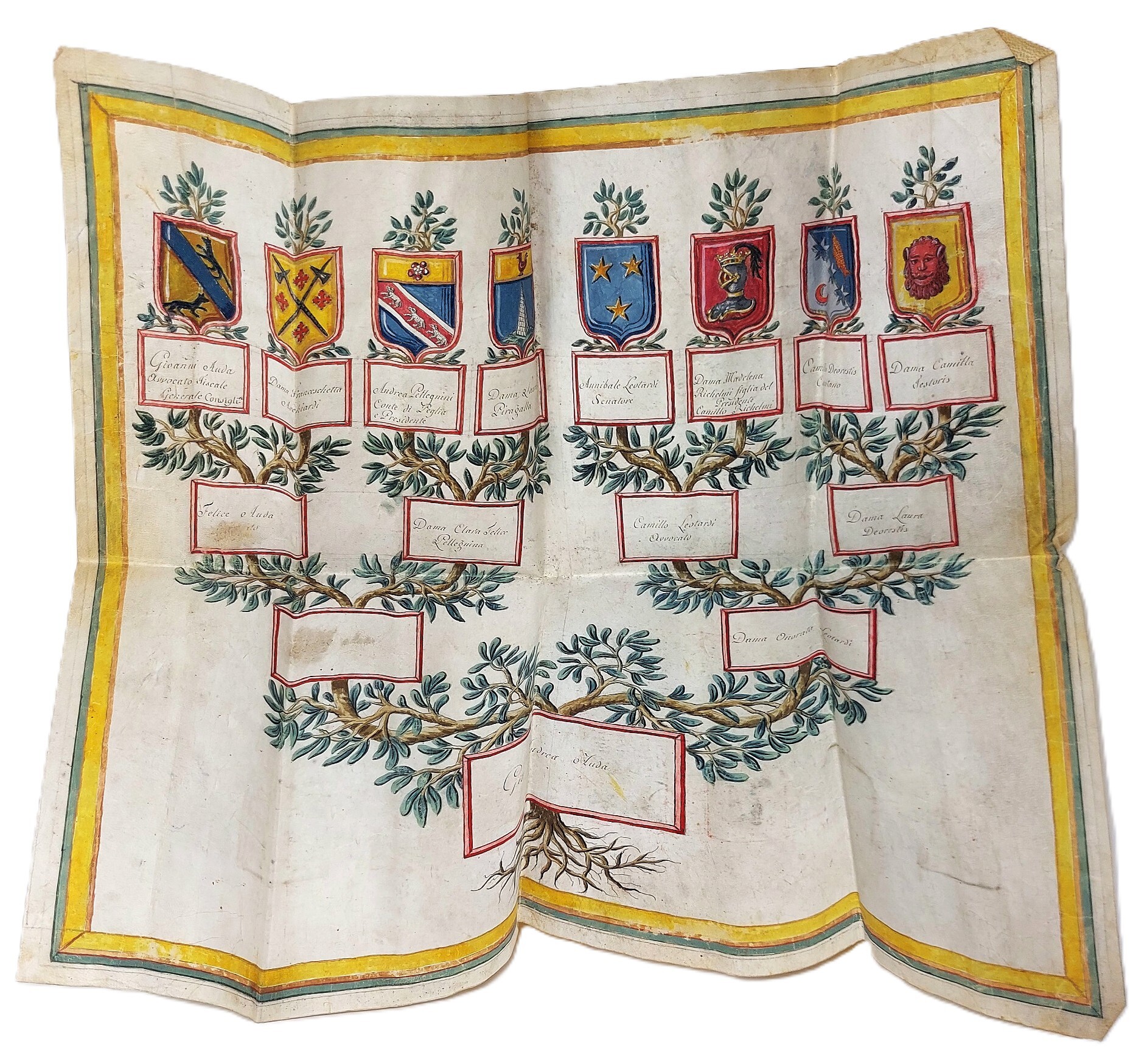 Prova dei Quarti di Nobilt&amp;agrave; di Giovanni Andrea Auda. Albero …