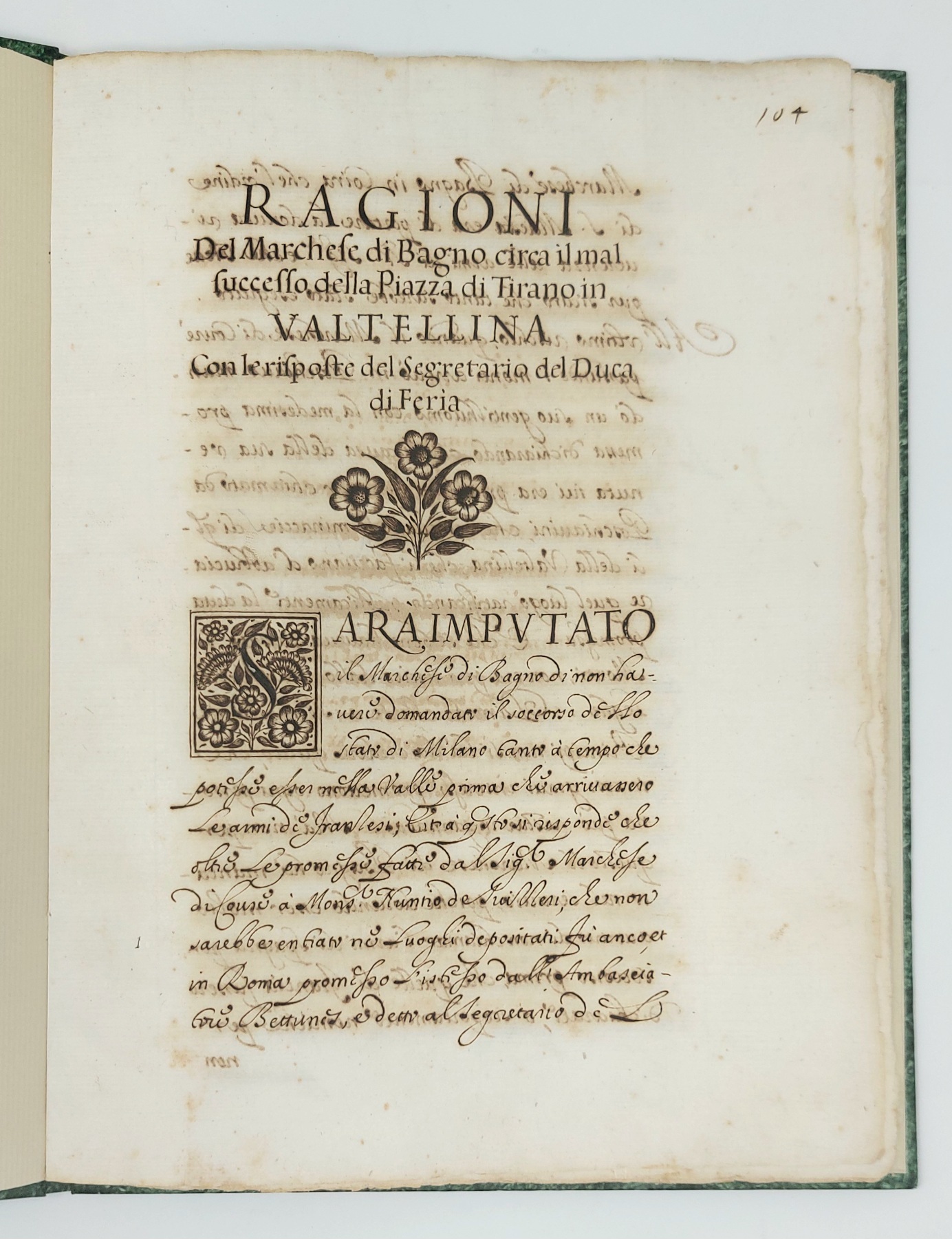 Ragioni del Marchese di Bagno circa il mal successo della …