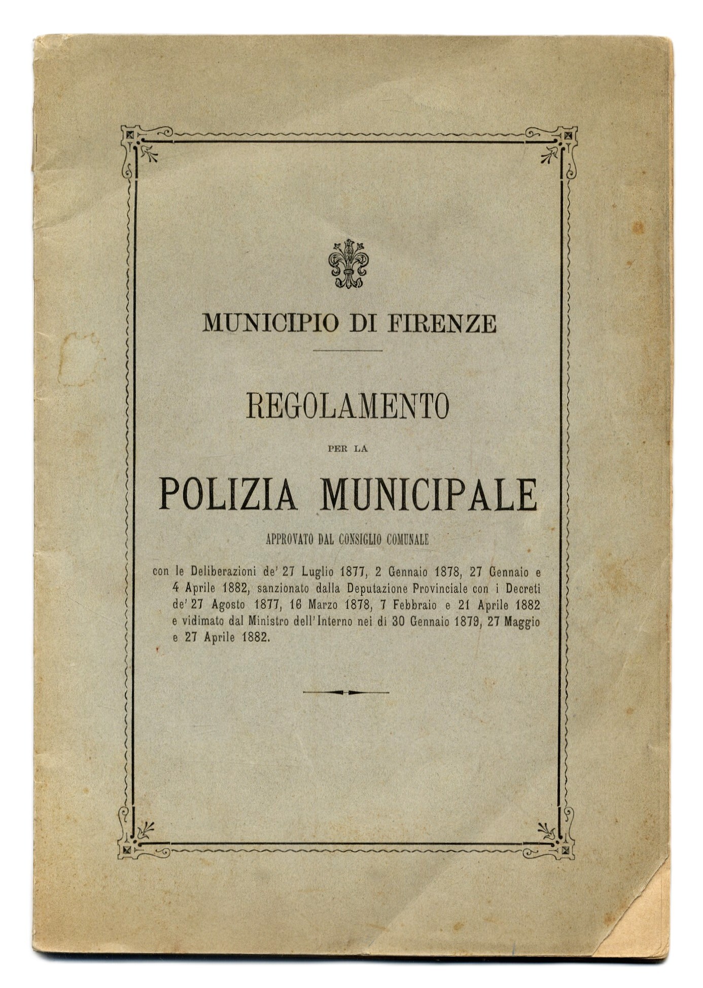 Regolamento per la polizia municipale. Approvato dal consiglio comunale.