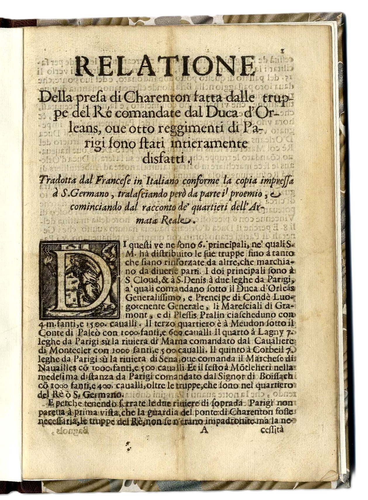 Relatione della presa di Charenton fatta dalle truppe del Re …