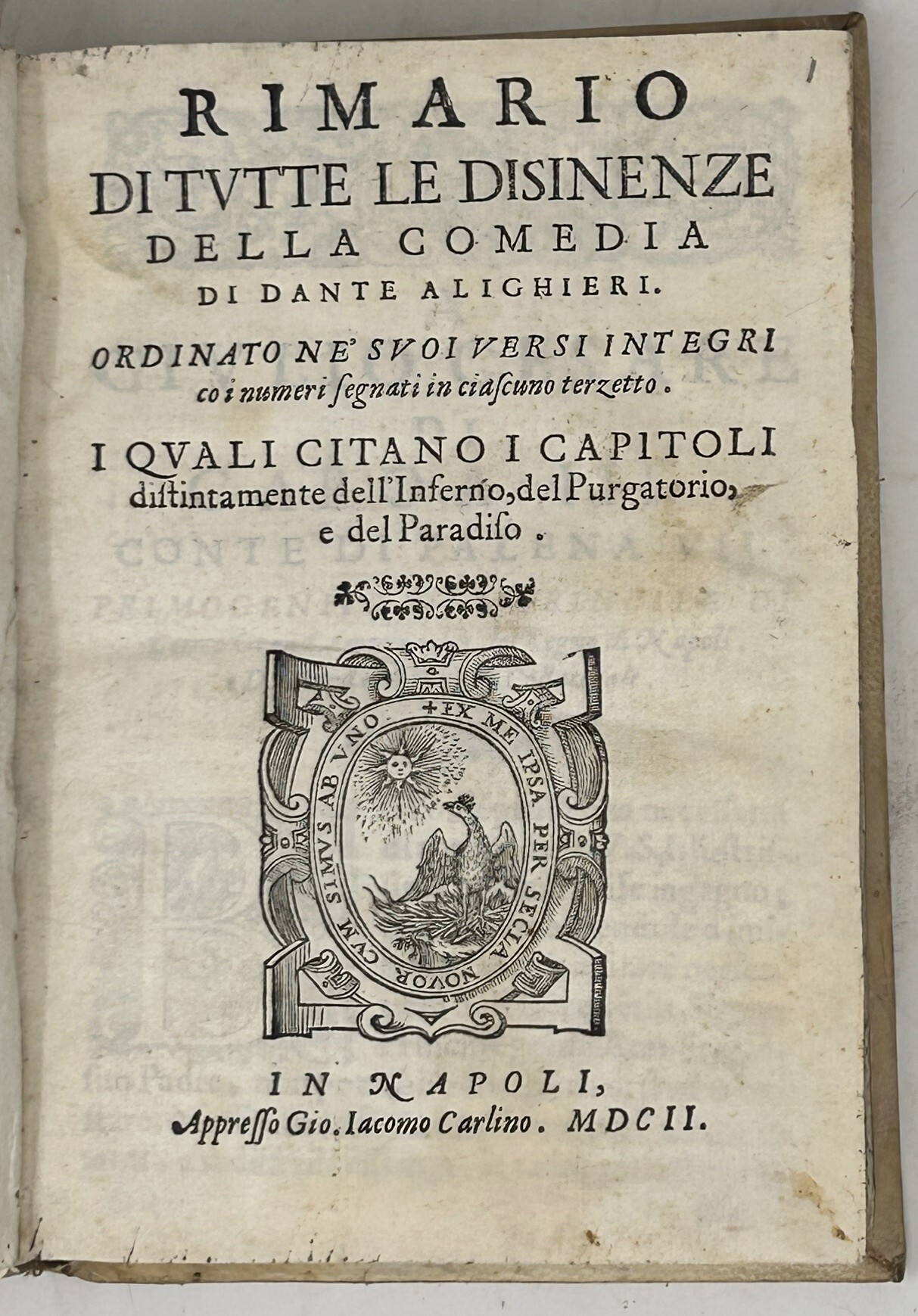 Rimario di tutte le Disinenze della Comedia di Dante Alighieri.