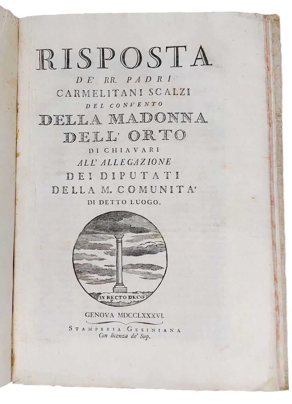 Risposta de' RR. padri Carmelitani Scalzi del convento della Madonna …