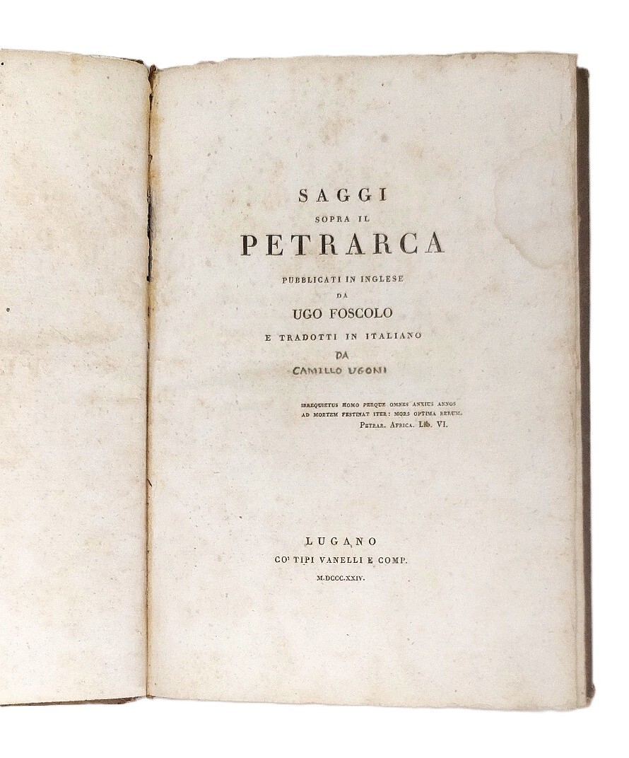 Saggi sopra il Petrarca, pubblicati in inglese e tradotti in …