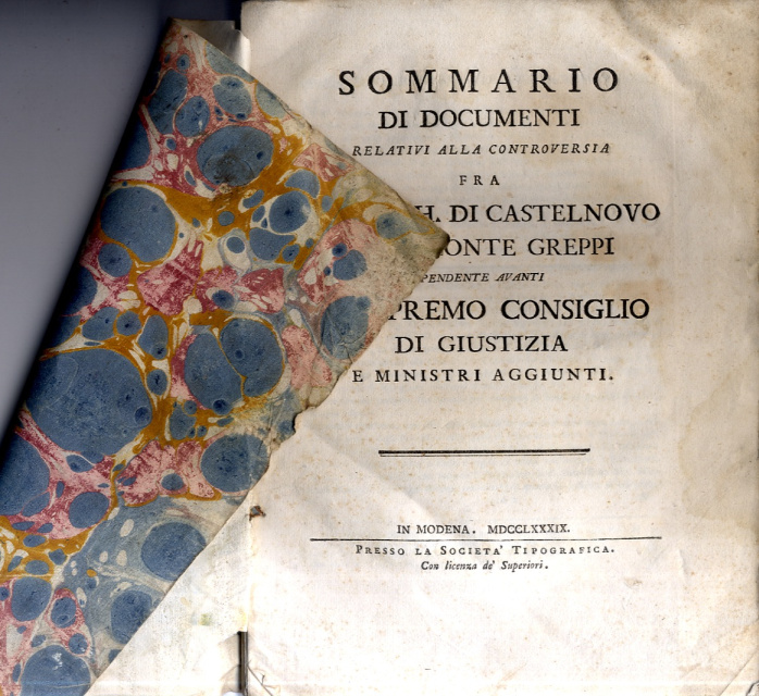 SOMMARIO DI DOCUMENTI RELATIVI ALLA CONTROVERSIA FRA IL MARCH. DI …