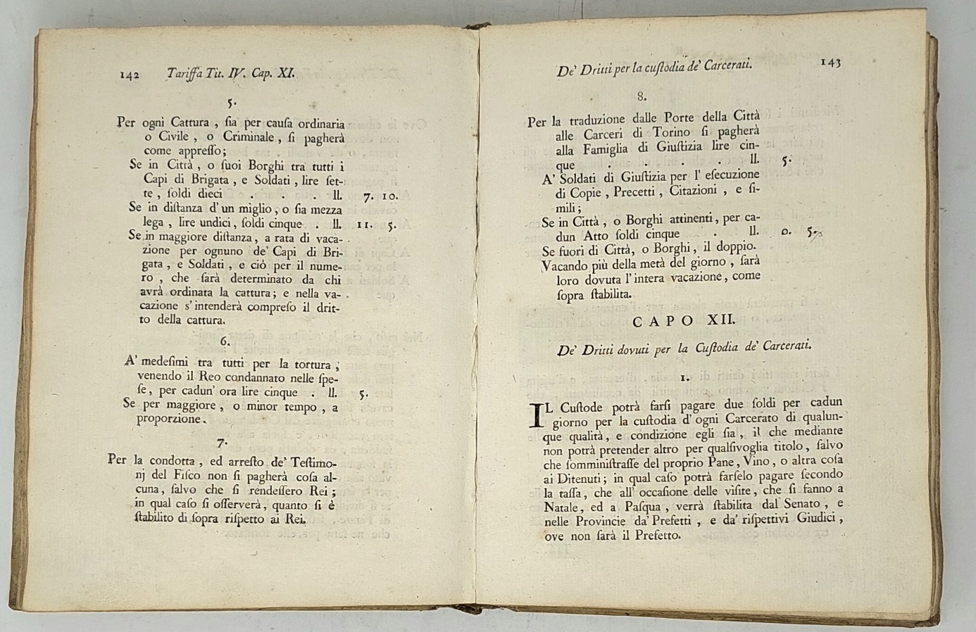 TARIFFA, DE' DIRITTI DELL&amp;rsquo;ERARIO REGIO, della grande Cancelleria delle Segreterie …