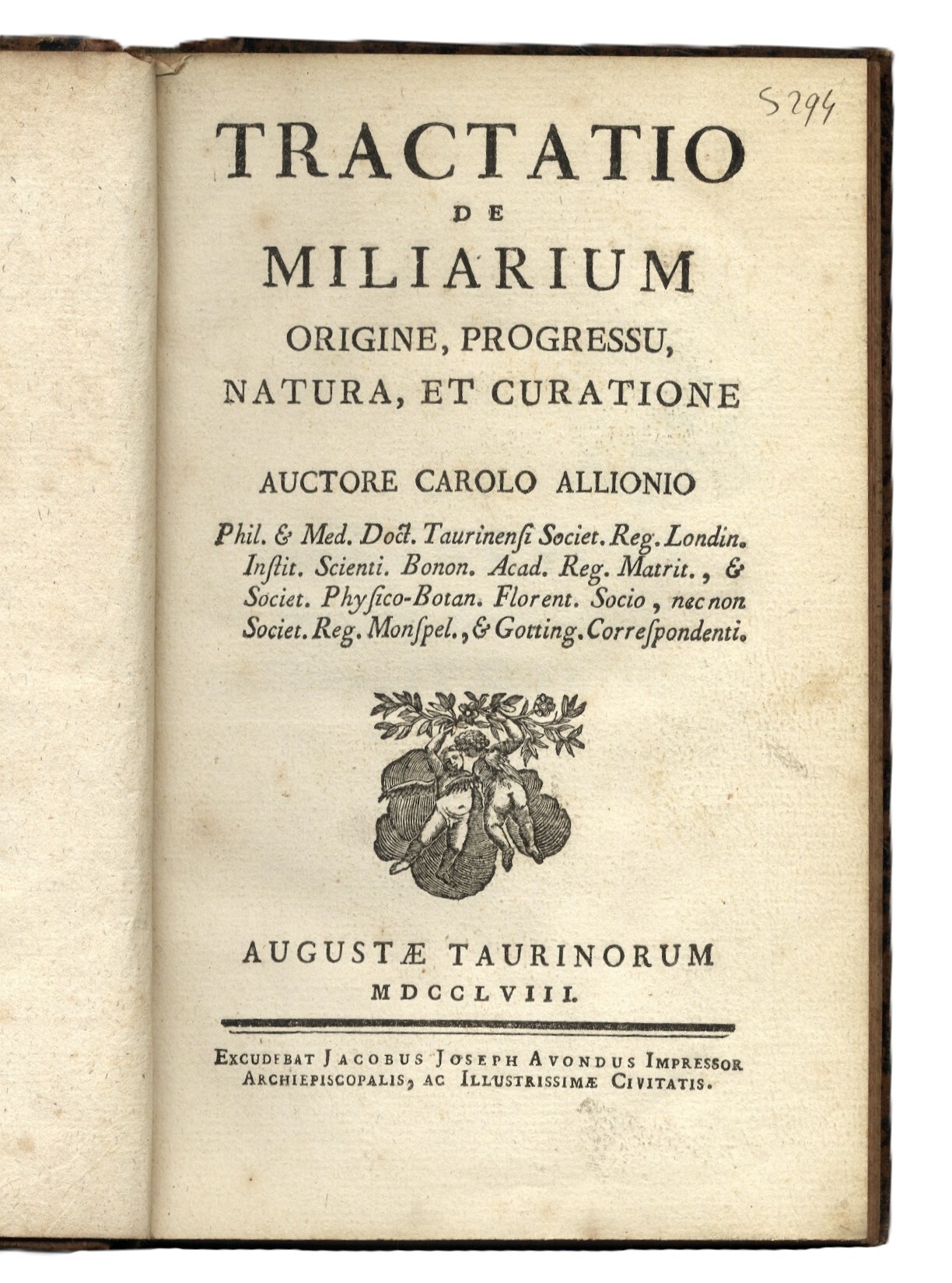 Tractatio de Miliarium origine, progressu, natura, et curatione.