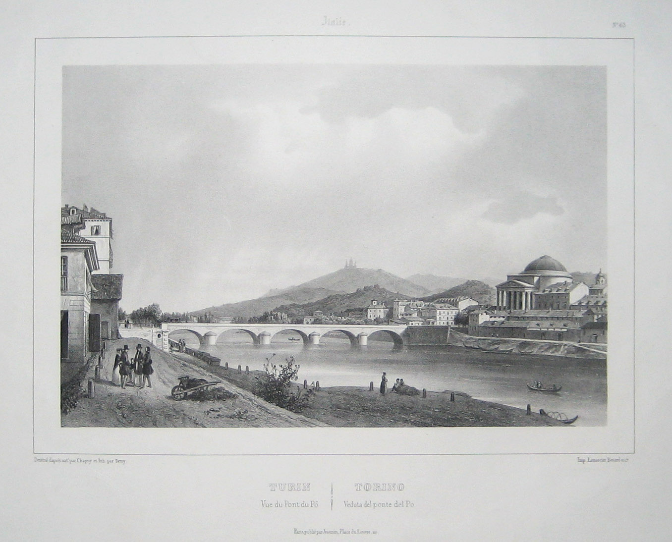 Turin-Vue du Pont du Po/Torino-Veduta del Ponte del Po.