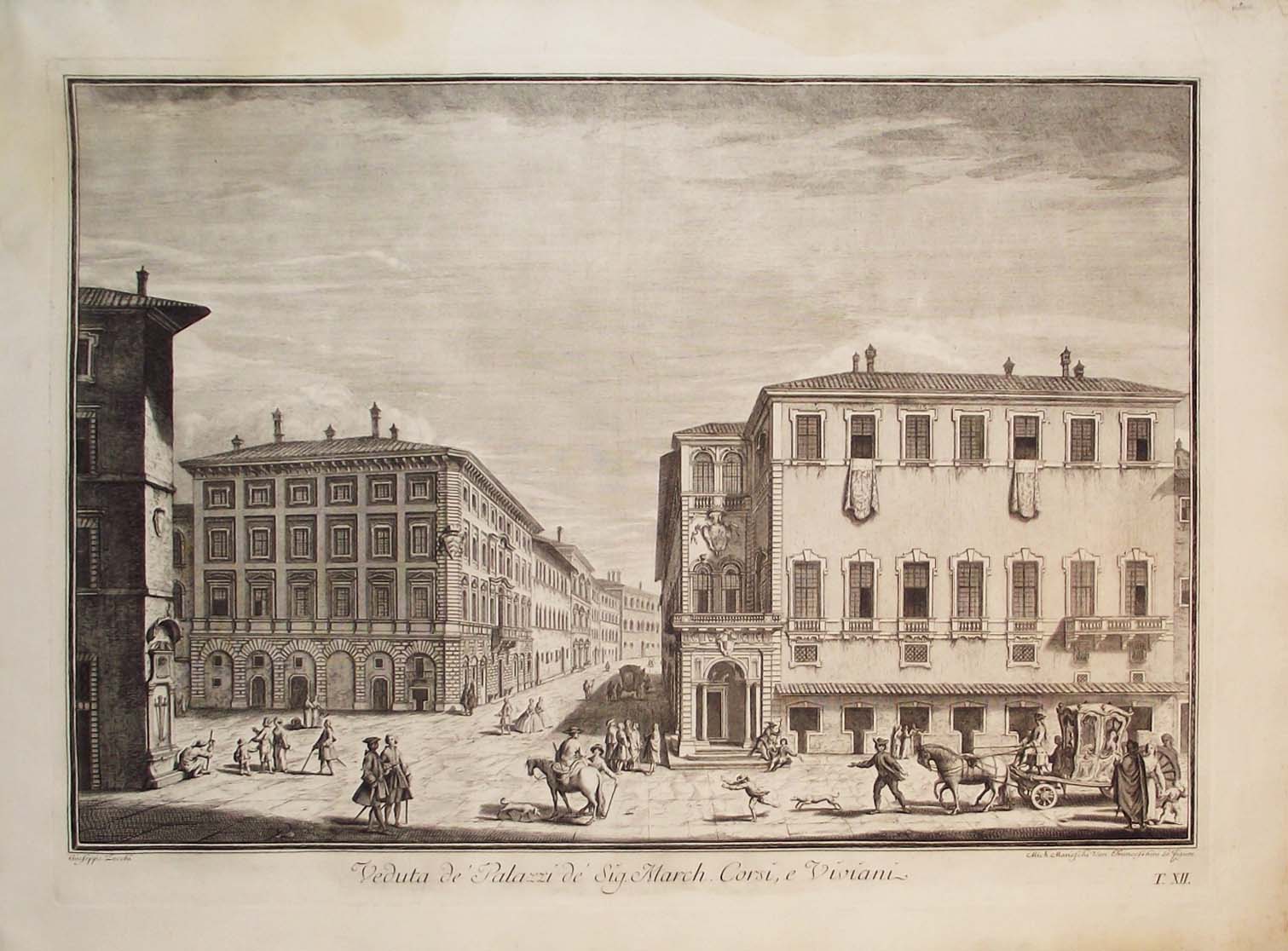 Veduta de&amp;rsquo; Palazzi de Sig. March. Corsi, e Viviani.