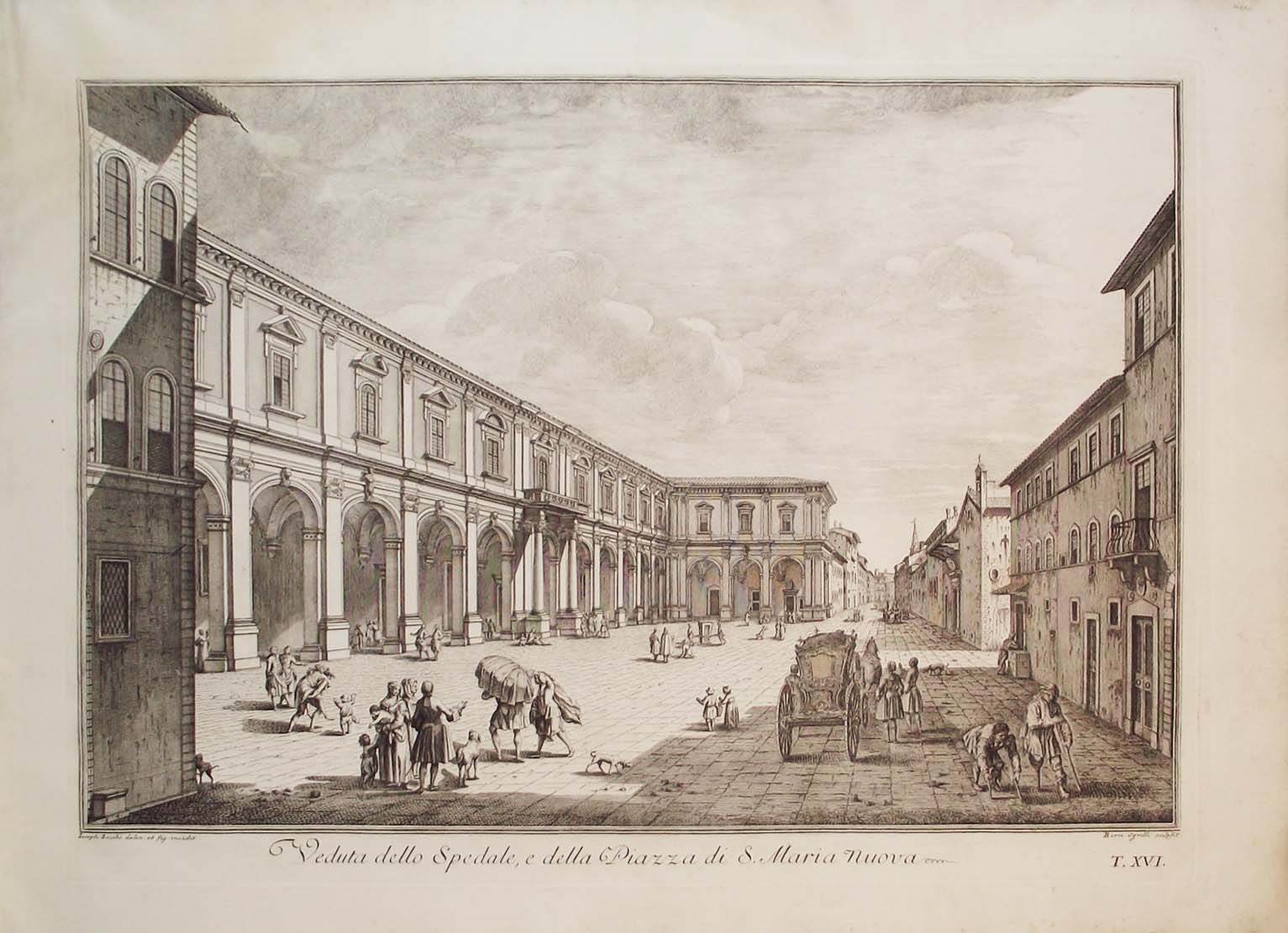 Veduta dello Spedale, e della Piazza di S. Maria Nuova.