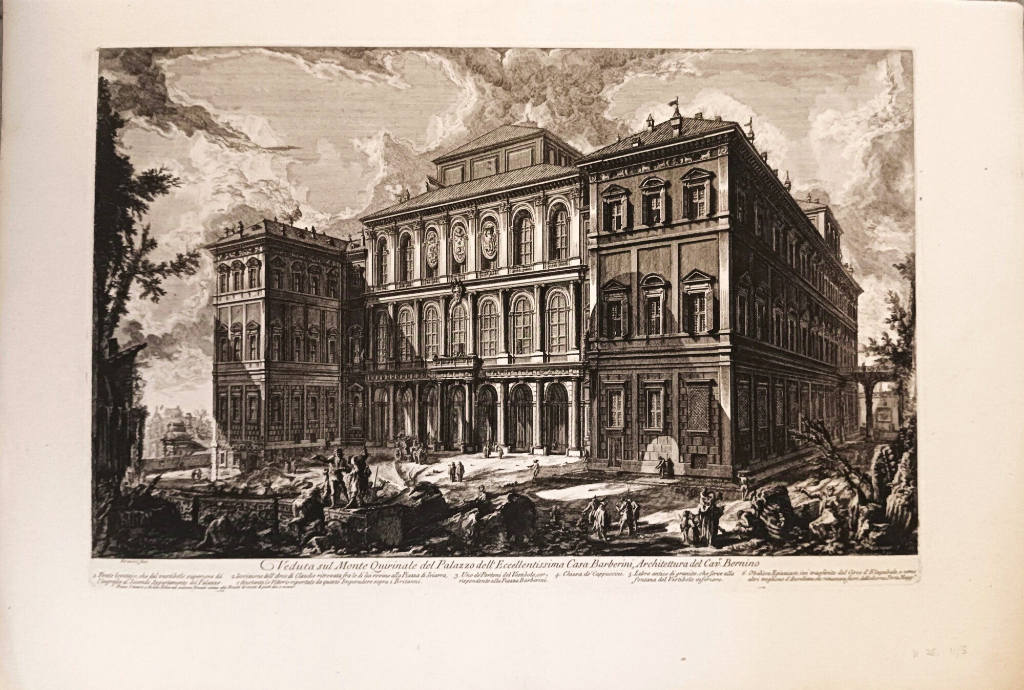 Veduta sul Monte Quirinale del Palazzo dell'Eccellentissima Casa Barberini Architettura …