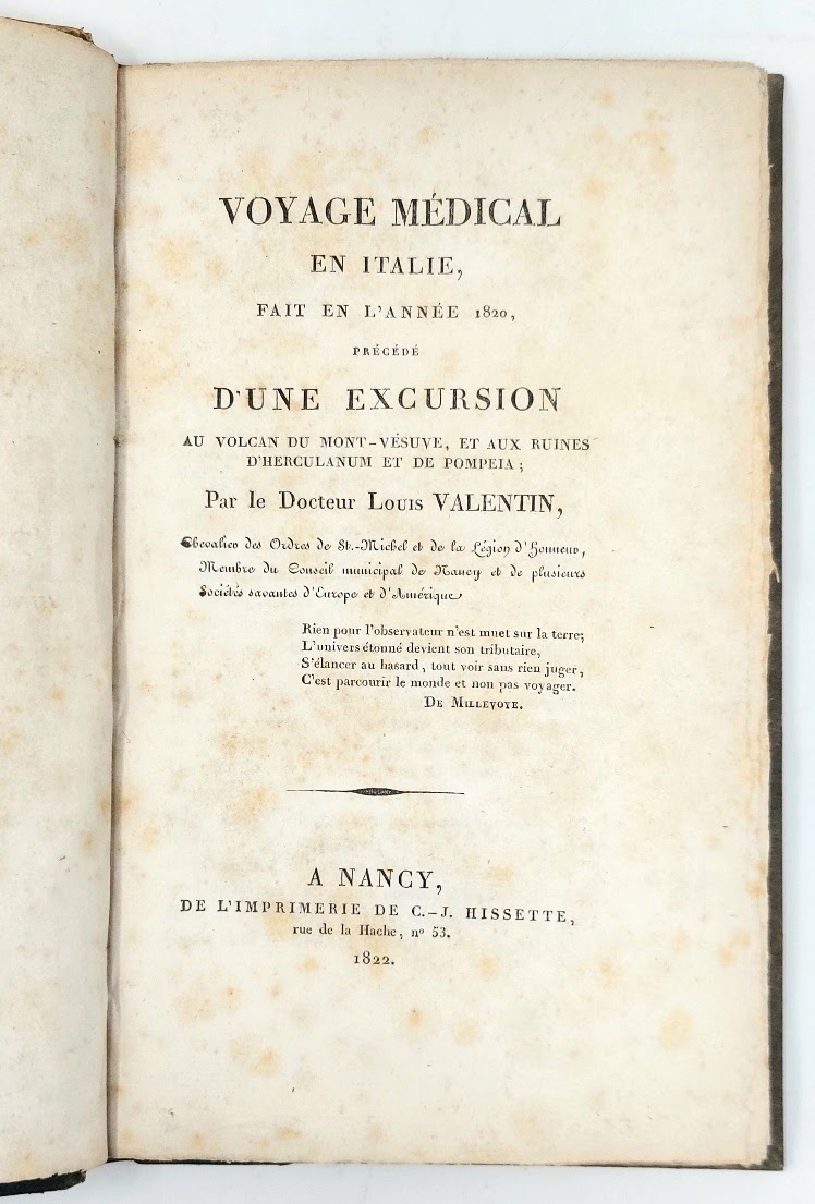 Voyage m&amp;eacute;dical en Italie, fait en l'ann&amp;eacute;e 1820, pr&amp;eacute;c&amp;eacute;d&amp;eacute; d'une …