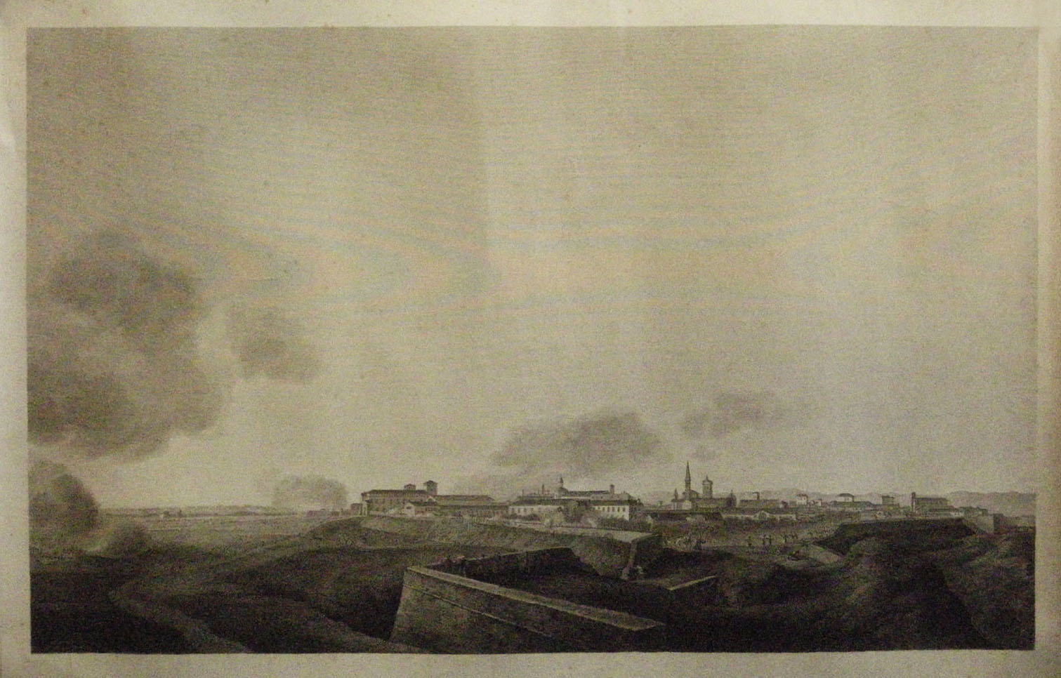 Vue de la ville de Pavie avec le corps français …
