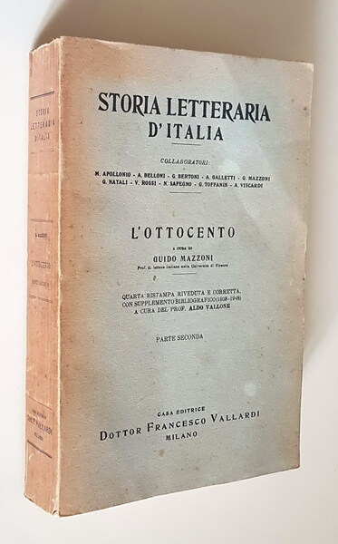 Storia letteraria d'Italia - L'OTTOCENTO (parte I e II)