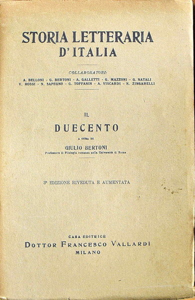 Storia letteraria d'Italia - IL DUECENTO