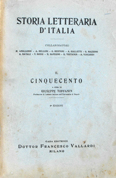 Storia letteraria d'Italia - IL CINQUECENTO