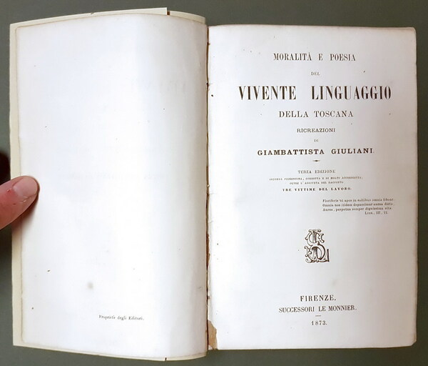 MORALITA' E POESIA DEL VIVENTE LINGUAGGIO DELLA TOSCANA