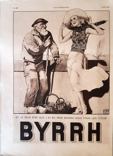 PubblicitÃ originale francese della bevanda tonica BYRRH - 1932