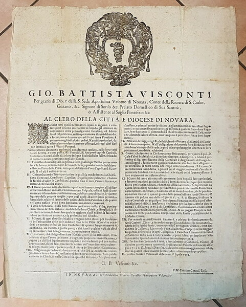 GIO. BATTISTA VISCONTI Per grazia di Dio, e della S. …