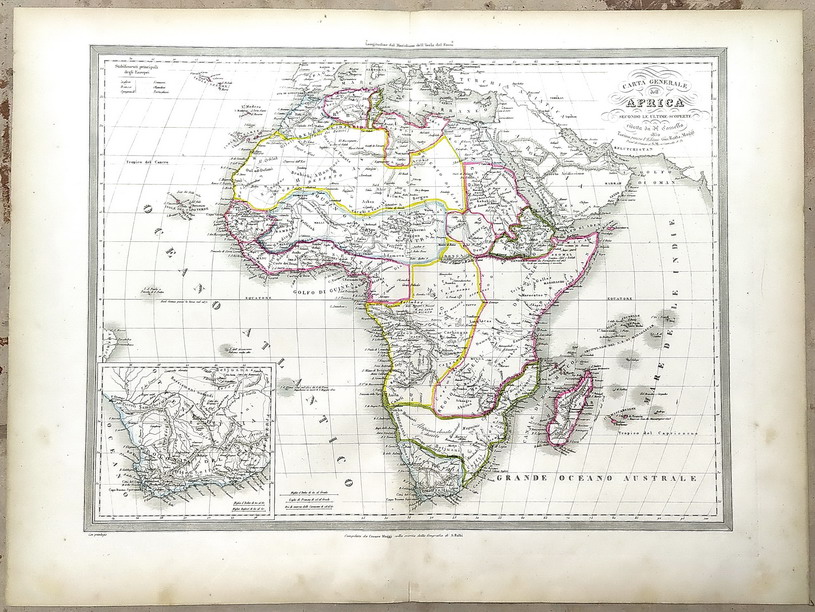 CARTA GENERALE DELL'AFRICA secondo le ultime scoperte