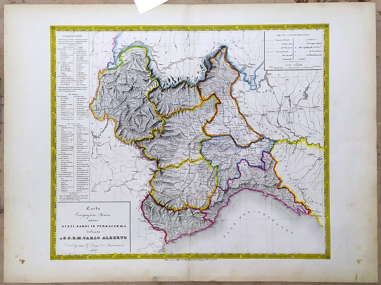 CARTA GEOGRAFICA FISICA DEGLI STATI SARDI IN TERRAFERMA dedicata a …