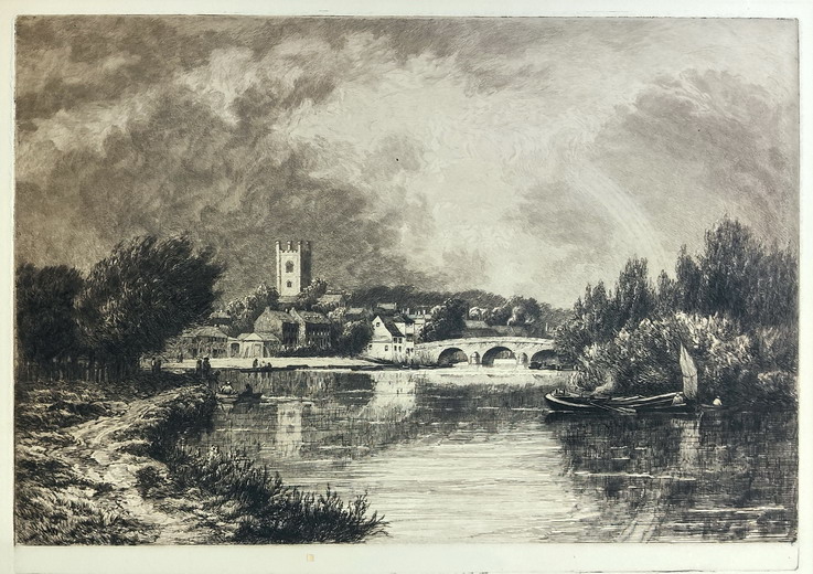 CITTADINA CON PONTE IN MURATURA SUL TAMIGI
