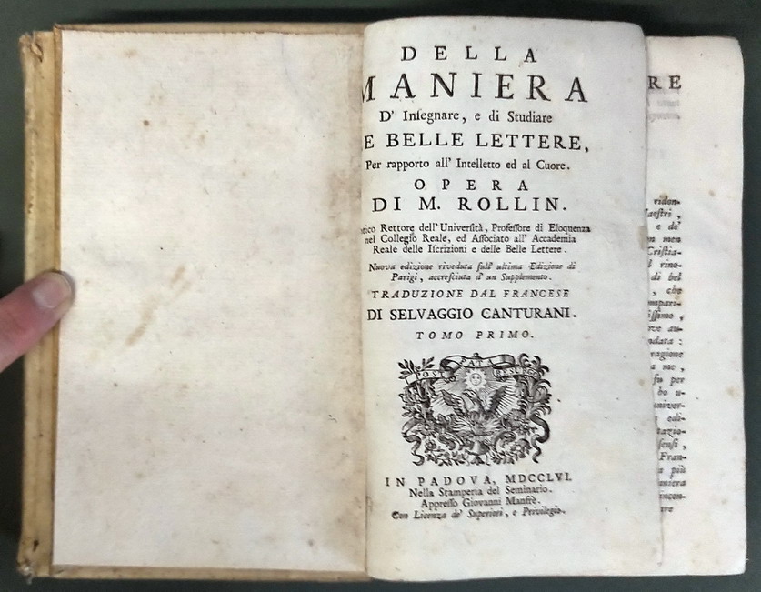DELLA MANIERA D'INSEGNARE, E DI STUDIARE LE BELLE LETTERE Per …
