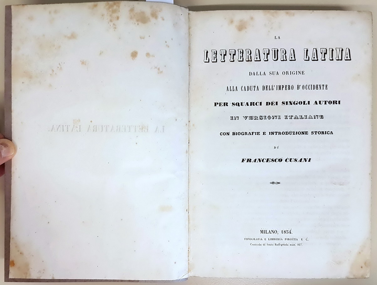 LA LETTERATURA LATINA dalla sua origine alla caduta dell'Impero d'Occidente …