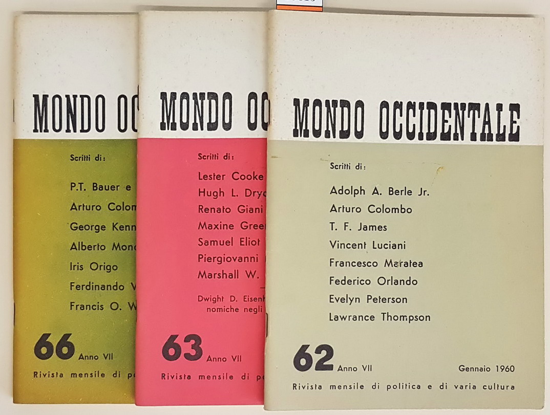 MONDO OCCIDENTALE (anno VII) - N. 3 fascicoli (N. 62 …