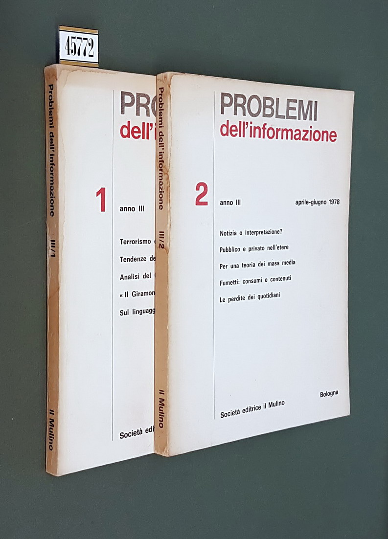 N. 2 numeri della rivista PROBLEMI DELL'INFORMAZIONE (Anno III) - …