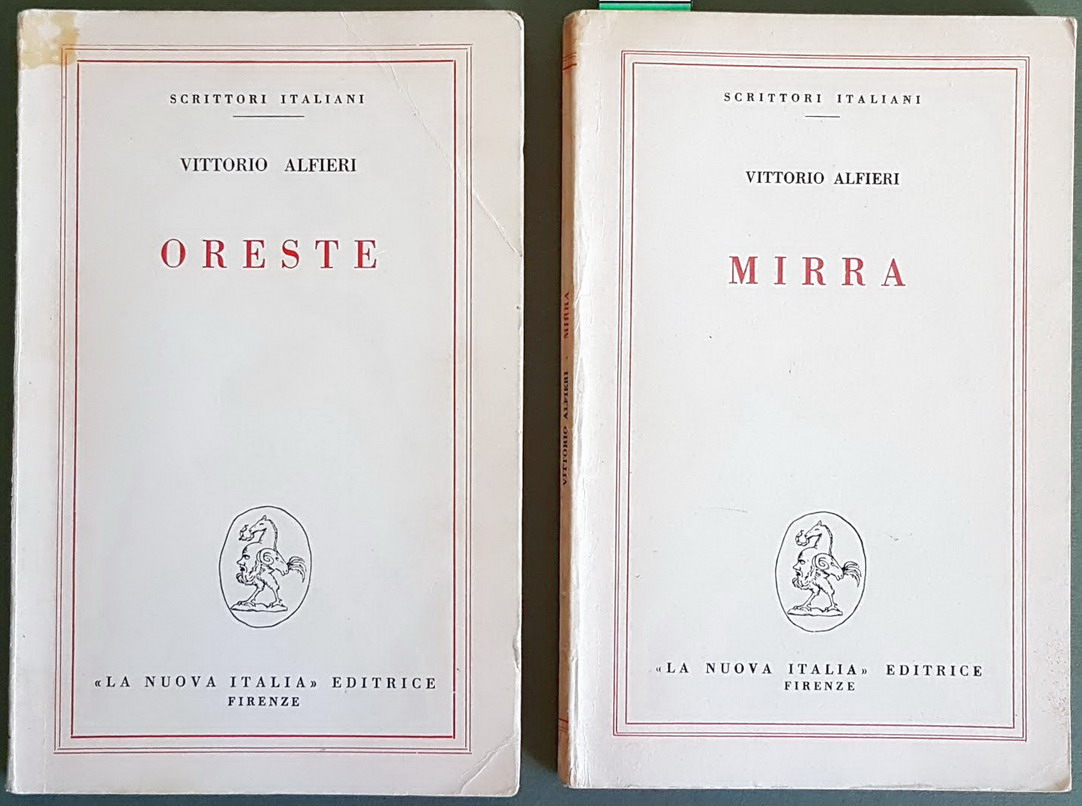 N. 2 volumetti di Vittorio Alfieri: MIRRA - ORESTE