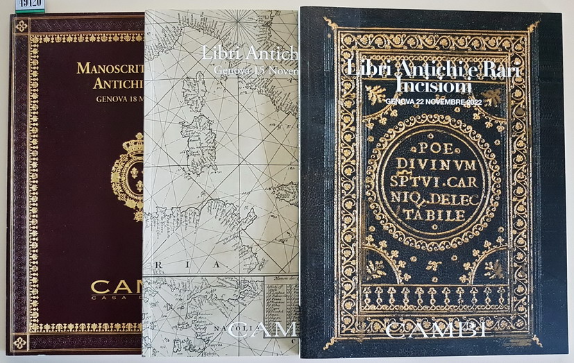 N. 3 cataloghi d'Asta CAMBI: MANOSCRITTI, LIBRI ANTICHI E RARI, …