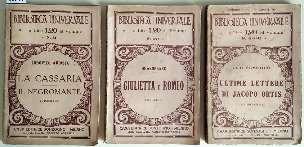 N. 3 vol. della serie Biblioteca Universale: LA CASSARIA, IL …