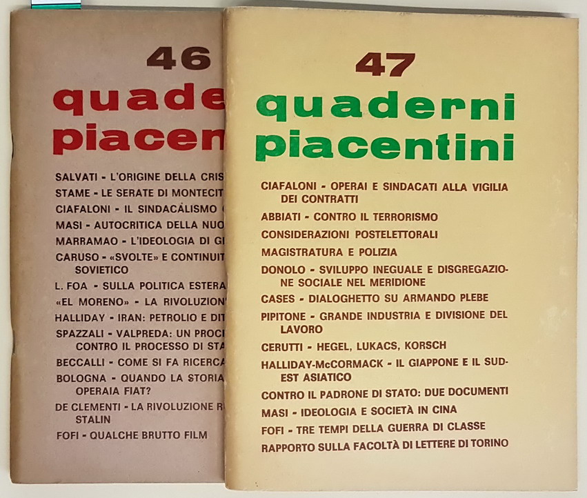 QUADERNI PIACENTINI (anno XI) - N. 46 (marzo 1972) - …