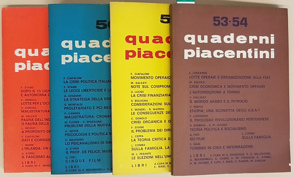 QUADERNI PIACENTINI (anno XIII-XIV) - N. 53-54 (dicembre 1974) - …