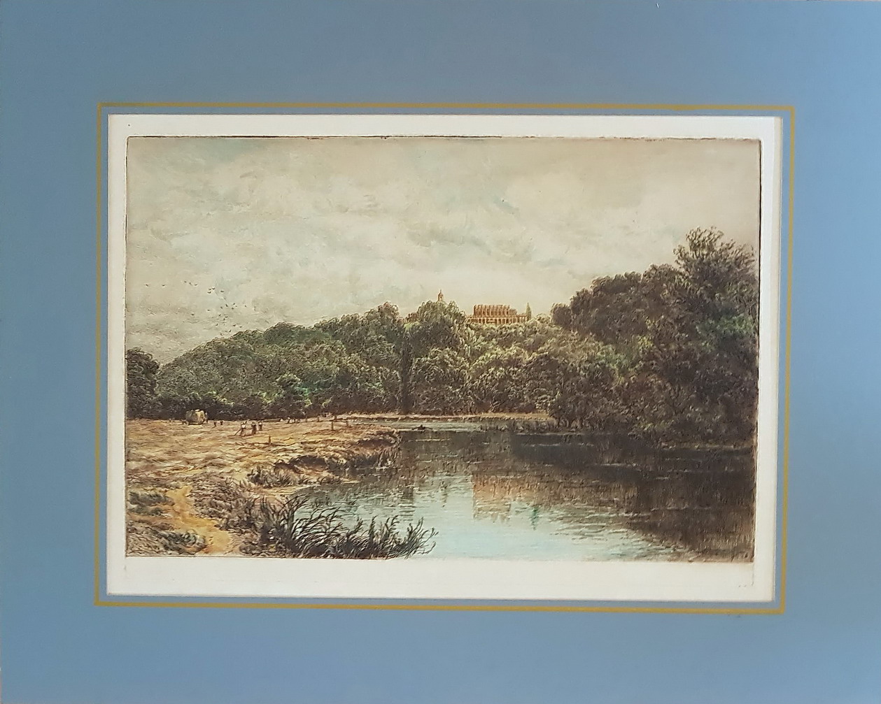 RACCOLTA DEL FIENO CON VEDUTA DI CASTELLO IN LONTANANZA