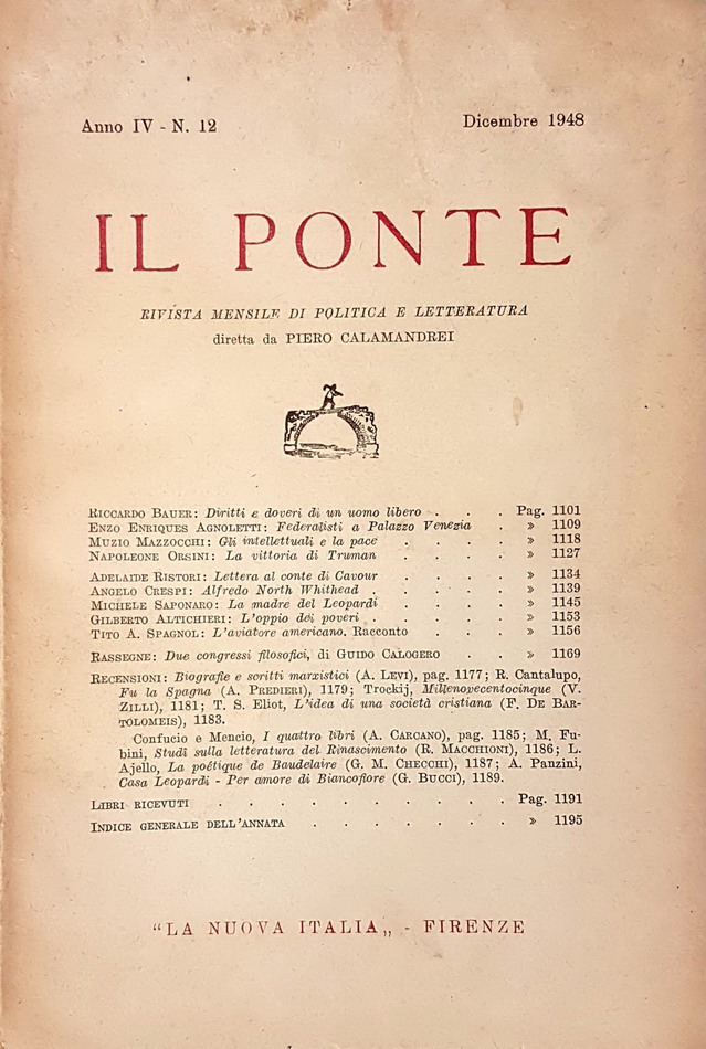 Rivisra mensile: IL PONTE - N. 12 (Dicembre 1948) - …