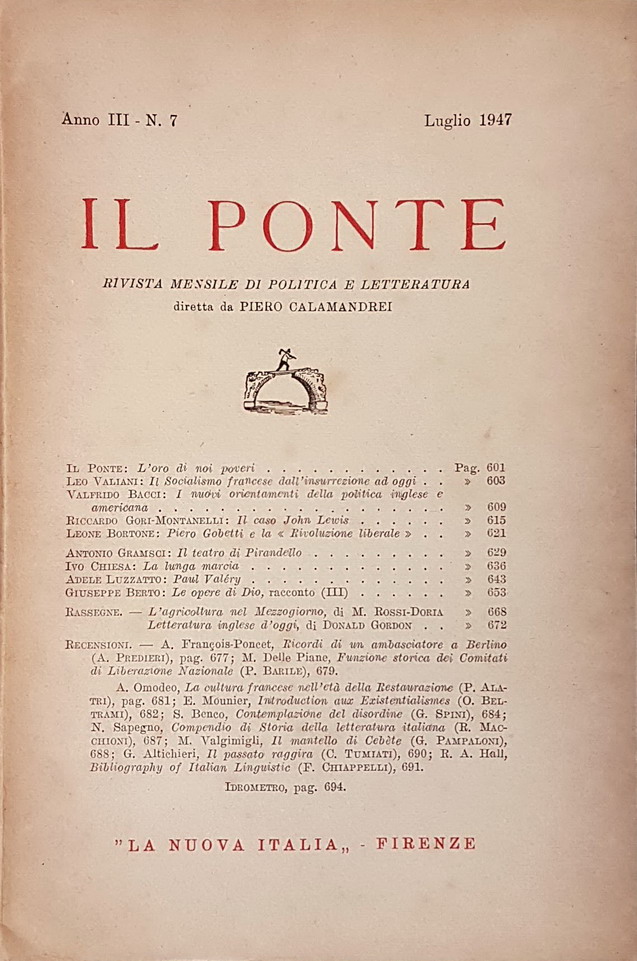 Rivisra mensile: IL PONTE - N. 7 (Luglio 1947) - …