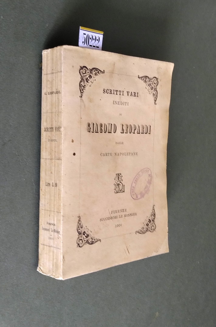 SCRITTI VARI INEDITI DI GIACOMO LEOPARDI dalle carte napoletane