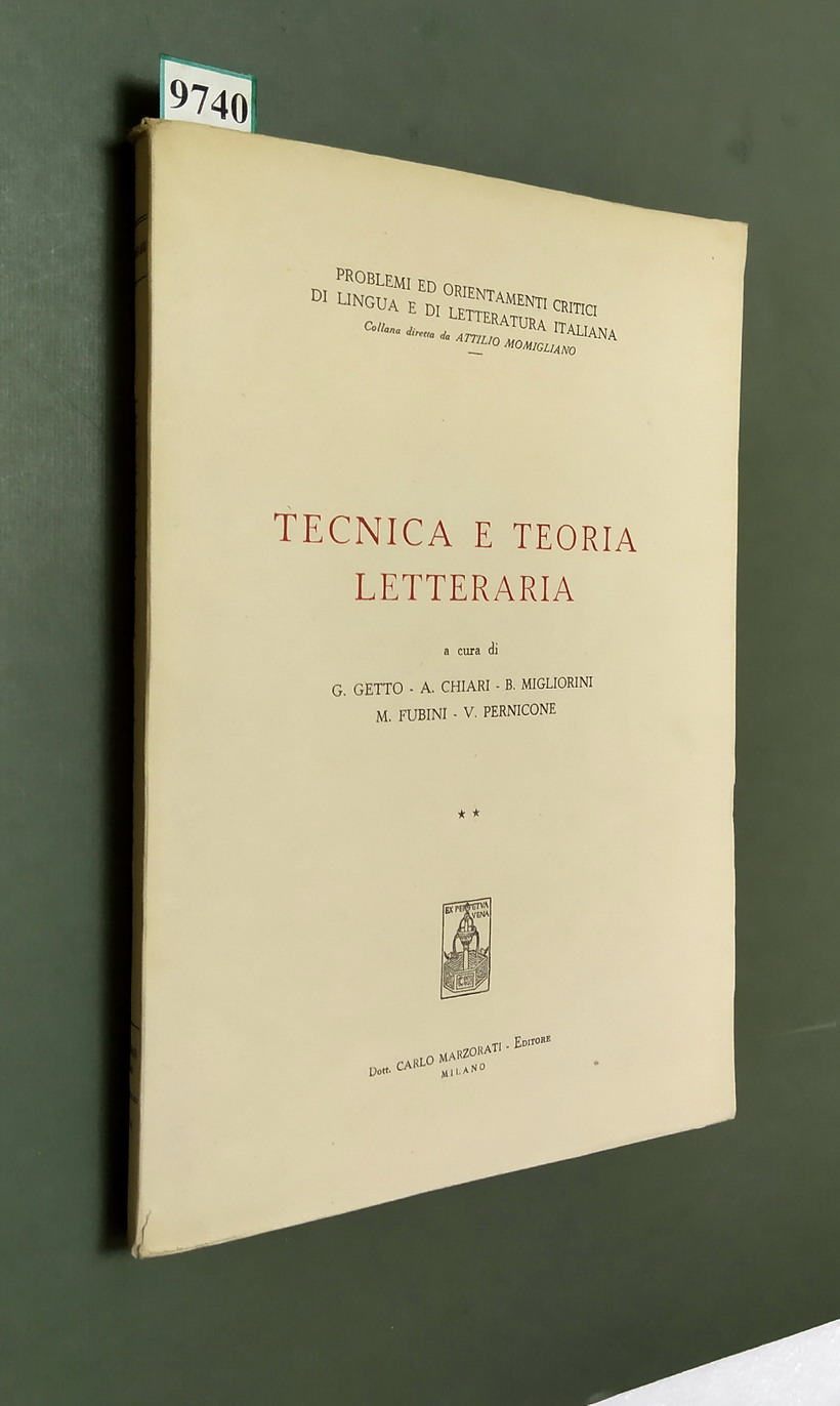 TECNICA E TEORIA LETTERARIA