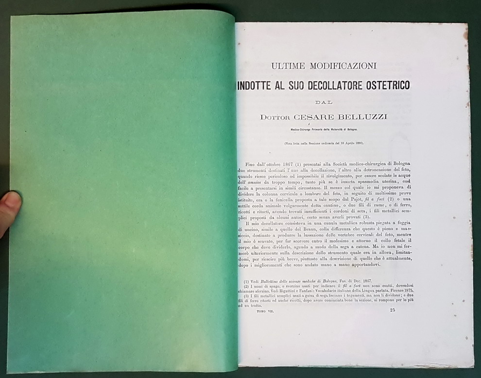 ULTIME MODIFICAZIONI INDOTTE AL SUO DECOLLATORE OSTRETRICO