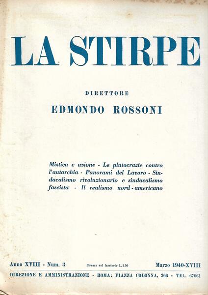 LA STIRPE - ANNO XVIII N. 3 - MARZO 1940