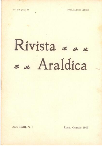 RIVISTA ARALDICA 1965 - LXIII (ANNATA COMPLETA)