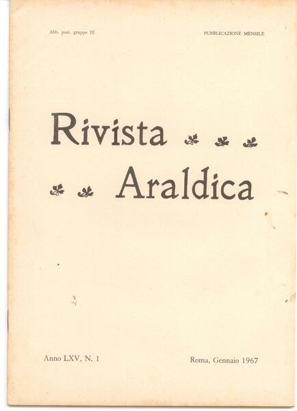 RIVISTA ARALDICA 1967 - LXV (ANNATA COMPLETA)