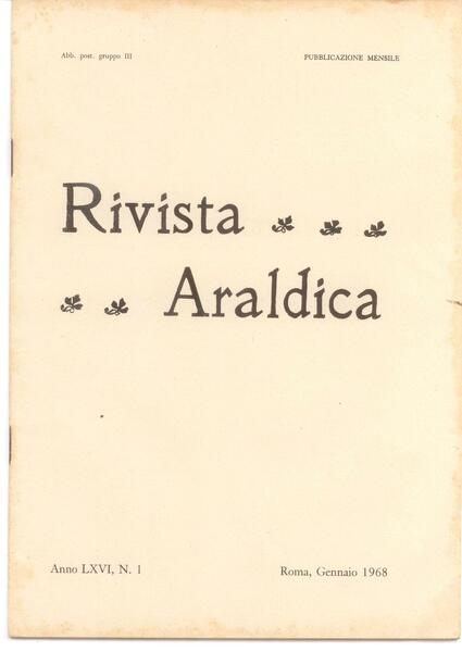 RIVISTA ARALDICA 1968 - LXVI (ANNATA COMPLETA)