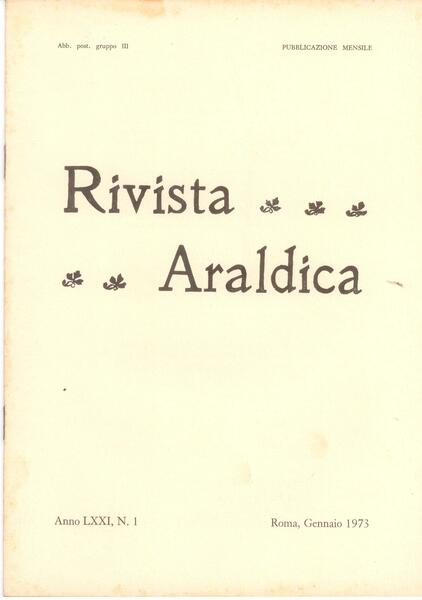 RIVISTA ARALDICA 1973 - LXXI (ANNATA COMPLETA)