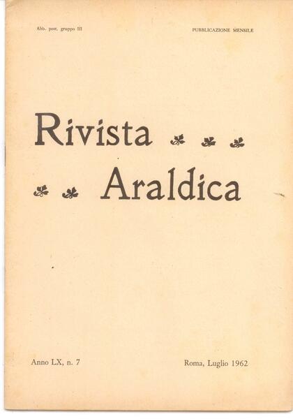 RIVISTA ARALDICA N. 7/1962 ANNO LX