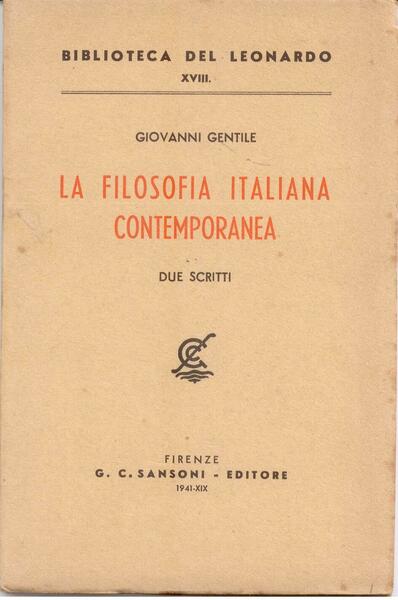 LA FILOSOFIA ITALIANA CONTEMPORANEA