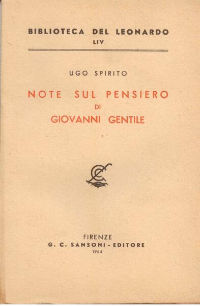 NOTE SUL PENSIERO DI GIOVANNI GENTILE